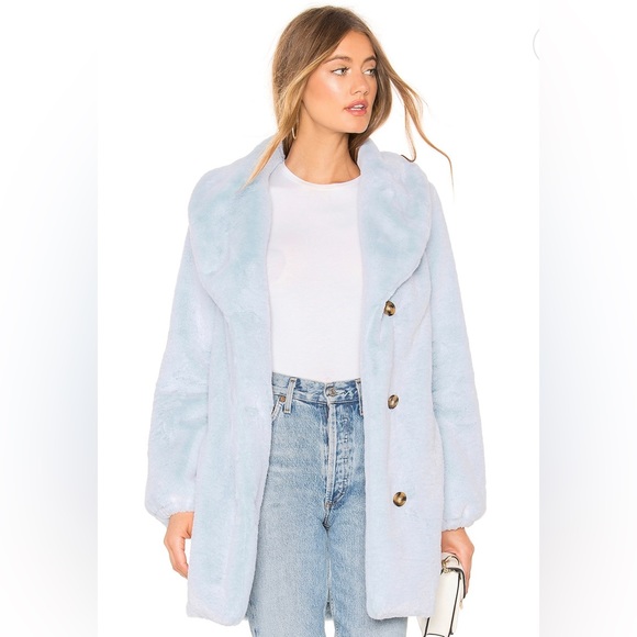 MAJORELLE Jackets & Blazers - Majorelle Brinley Faux Fur Coat in Baby Blue - Size L